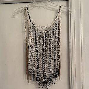 3 cover up bathing suit Fun tops-2 beaded, crochet, & 1 gold chain material